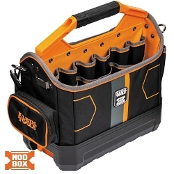 Klein® 62202MB 33-Pocket Tool Tote, 1680d Ballistic Weave/Hard Molded Polypropylene, Black/Orange