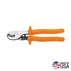 Klein® 63050-INS High Leverage Cable Cutter, 4/0 AWG Aluminum, 2/0 AWG Soft Copper, 24 AWG Communications Cable Cable/Wire, 9-5/8 in OAL, Shear Cut, Induction Hardened Steel Jaw, ASTM F15051