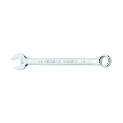 Klein® 68410 Combination Wrench, 1/4 in Wrench, 12 Points, 15 deg Offset, 5-1/8 in OAL, Forged Alloy Steel, Polished Chrome/Nickel Plated