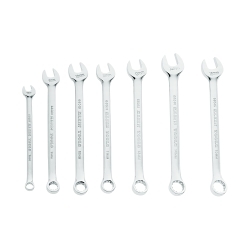 Klein® 68500 Combination Wrench Set, 7 Pieces, 7 to 15 mm, Polished Chrome/Nickel Plated