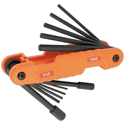 Klein® 70550 Pro Heavy Duty Folding Hex Key Set, 11 Pieces, 1/2 in, 3/8 in, 5/16 in, 1/4 in, 7/32 in, 3/16 in, 5/32 in, 9/64 in, 1/8 in, 7/64 in, 3/32 in Hex, Comfortable Grip/Straight Handle, Reinforced Nylon/Steel