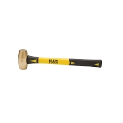 Klein® 819-03 Non-Sparking Hammer, 15-3/4 in OAL, 1-27/64 in Dia, 3 lb Brass Head, Fiberglass Handle