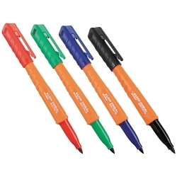 Klein® 861914 Permanent Markers, Fine Tip, Polypropylene, Black/Blue/Green/Red