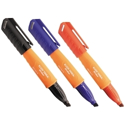 Klein® 861923 Permanent Markers, Chisel Tip, Polypropylene, Black/Blue/Red