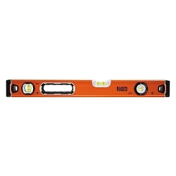 Klein® 935L Rare Earth Magnet Bubble Torpedo Level With Adjustable Vial, 24 in L, 3 Vials, Aluminum, +/- 0.029 deg Accuracy