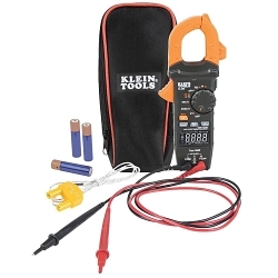 Klein® CL390 Auto-Ranging AC/DC Digital Clamp Meter, 600 VAC/VDC, 400 A, 4000 uF, 200 uA, 40 Mohm, 10 Hz to 60 kHz, 1.61 in Jaw, Reverse Contrast LCD Display