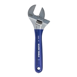 Klein® D509-8 Extra Wide Adjustable Wrench, 1-1/2 in, Polished Chrome, 8-1/2 in OAL, Hardened Steel Body