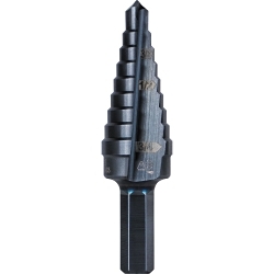 Klein® KTSB03 Step Drill Bit, 1/4 in Dia Min Hole, 3/4 in Dia Max Hole, Steel, 3/8 in Shank