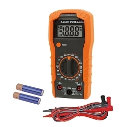 Klein® MM300 Manual-Ranging Digital Multimeter, 600 VAC/VDC, 10 A, 2 mOhm, 2000 Count LCD Display