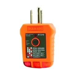 Klein® RT210 Standard GFCI Receptacle Tester, 110/125 V AC, 50/60 Hz