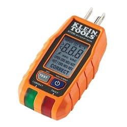 Klein® RT250 GFCI Receptacle Tester With LCD, 135 V AC, CAT II 135 V