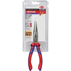 Knipex® 26 12 200 SBA Side Cutter Stork Beak Snipe Nose Plier, Half-Round/Knurled Chrome Vanadium Steel Jaw, 73 mm L x 9.5 mm W Jaw, 200 mm OAL