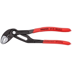 Knipex® Cobra® 87 01 180 SBA High-Tech Water Pump Plier, 30 mm Nuts Nominal, Chrome Vanadium Electric Steel Serrated Jaw, 180 mm OAL