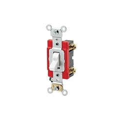 Leviton® 1221-2W Self-Grounding AC Quiet Toggle Switch, 120/277 VAC, 20 A, 800 W, 1000 VA Power Rating