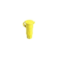 Leviton® 15W33 1-Phase Cable Mount Grounding Watertight Straight Blade Connector, 125 VAC, 20 A, 2 Poles, 3 Wires, Yellow