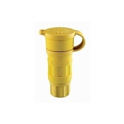 Leviton® 15W47 1-Phase Cable Mount Grounding Watertight Straight Blade Connector, 125 VAC, 15 A, 2 Poles, 3 Wires, Yellow