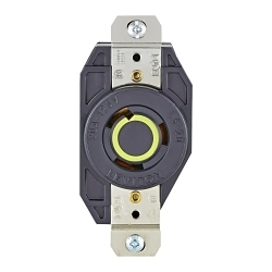 Leviton® 2310 Grounding Locking Receptacle, 125 VAC, 20 A, 2 Poles, 3 Wires, Black