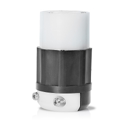Leviton® 2313 1-Phase Grounding Cable Mount Locking Connector, 125 V AC, 20 A, 2 Poles, 3 Wires, Black/White