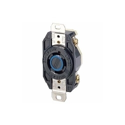 Leviton® 2420 3-Phase Y Grounding Locking Receptacle, 250 V AC, 20 A, 3 Poles, 4 Wires, Black