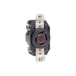 Leviton® 2430 3-Phase Y Grounding Locking Receptacle, 480 VAC, 20 A, 3 Poles, 4 Wires, Black