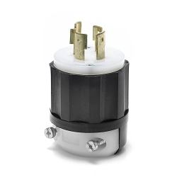 Leviton® 2431 3-Phase Grounding Cable Mount Locking Plug, 480 VAC, 20 A, 3 Poles, 4 Wires, Black/White