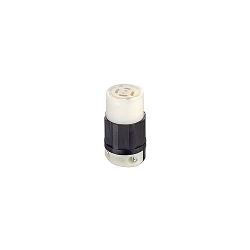 Leviton® 2433 3-Phase Grounding Cable Mount Locking Connector, 480 VAC, 20 A, 3 Poles, 4 Wires, Black/White
