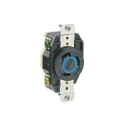 Leviton® 2620 Grounding Locking Receptacle, 250 VAC, 30 A, 2 Poles, 3 Wires, Black