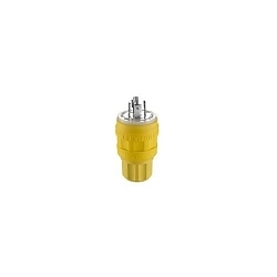 Leviton® 26W76 3-Phase Grounding Watertight Cable Mount Locking Plug, 480 VAC, 20 A, 3 Poles, 4 Wires, Yellow