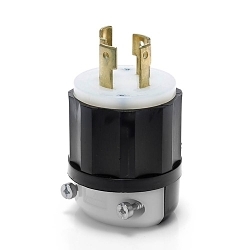 Leviton® 2711 3-Phase Grounding Cable Mount Locking Plug, 125/250 V AC, 30 A, 3 Poles, 4 Wires, Black/White