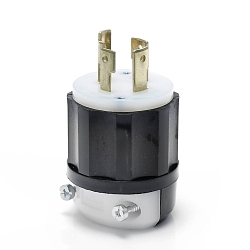 Leviton® 2721 3-Phase Grounding Cable Mount Locking Plug, 250 V AC, 30 A, 3 Poles, 4 Wires, Black/White