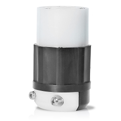 Leviton® 2723 3-Phase Grounding Cable Mount Locking Connector, 250 VAC, 30 A, 3 Poles, 4 Wires, Black/White