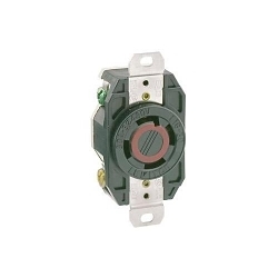 Leviton® 2730 3-Phase Y Grounding Locking Receptacle, 480 VAC, 30 A, 3 Poles, 4 Wires, Black
