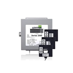 Leviton® VerifEye™ 2K480-1D 2000 3-Phase 4-Wire Surface Mount Split Demand Meter Kit, 277/480 V AC, 100 A, LCD Display, Isolated Pulse Output Communication