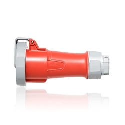 Leviton® 430C7WLEV 3-Phase 7-Clock Position Dust/Watertight Pin and Sleeve Connector With Standard Clamp, 480 V AC, 30 A, 3 Poles, 4 Wires, Red