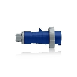 Leviton® 430P9W Watertight Pin And Sleeve Plug, 250 VAC, 30 A, 3 Poles, 4 Wires, Blue