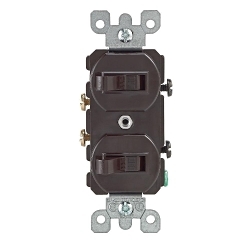 Leviton® 5224-2 Traditional Duplex Grounding Combination Switch With Receptacle, 20 A, 125 VAC, 1 hp, 1 Poles
