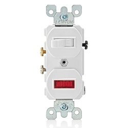 Leviton® 5226-W Duplex Grounding AC Combination Switch, 120/125 VAC, 15 A