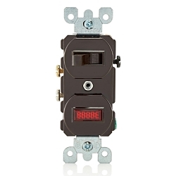 Leviton® 5226 Duplex Grounding AC Combination Switch, 120/125 VAC, 15 A