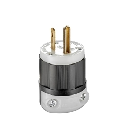 Leviton® 5266-C Cable Mount Grounding Straight Blade Plug, 125 VAC, 15 A, 2 Poles, 3 Wires, Black/White