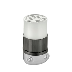 Leviton® 5269-C Cable Mount Grounding Straight Blade Connector, 125 VAC, 15 A, 2 Poles, 3 Wires, Black/White