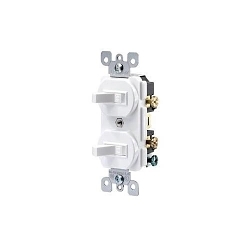 Leviton® 5334-W Duplex Non-Grounding Combination Switch, 16/20 A, 120/277 VAC, 1 Poles