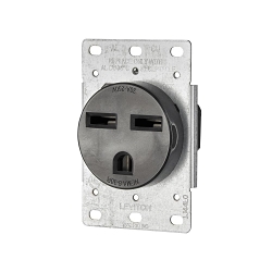 Leviton® 5372-S00 Grounding Straight Blade Receptacle, 250 VAC, 30 A, 2 Poles, 3 Wires, Black