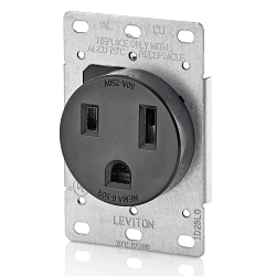Leviton® 5374-S00 Grounding Straight Blade Receptacle, 250 VAC, 50 A, 2 Poles, 3 Wires, White
