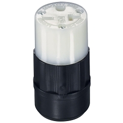 Leviton® 5469-C Cable Mount Grounding Straight Blade Connector, 250 V AC, 20 A, 2 Poles, 3 Wires, Black/White