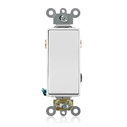 Leviton® 5623-2W Self-Grounding AC Quiet Switch, 120/277 V AC, 20 A, 1 hp, 2 hp Power Rating