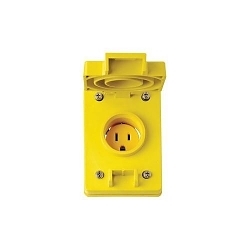 Leviton® 60W47 Narrow Body Grounding Straight Blade Receptacle, 125 V AC, 15 A, 2 Poles, 3 Wires, Yellow