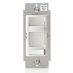 Leviton® Decora® SureSlide® 6674-P0W 3-Way Dimmable Electro-Mechanical Universal Dimmer Switch, 120 VAC, 1 Pole, Standard On/Off Operation, White