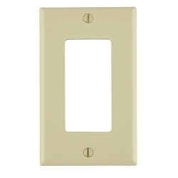 Leviton® Decora® 80401-NI Standard Size Wall Plate, 1 Gangs, 2-3/4 in W x 4-1/2 in H, Thermoplastic, Ivory