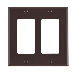 Leviton® Decora® 80409-N Standard Size Wall Plate, 2 Gangs, 4.56 in W x 4.5 in H, Thermoplastic, Brown