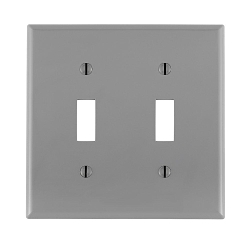 Leviton® 80709-GY Standard Size Traditional Wall Plate, 2 Gangs, 4.56 in W x 4.5 in H, Thermoplastic, Gray